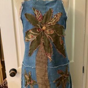 BOHO One of a kind  reversible homemade  apron with pockets